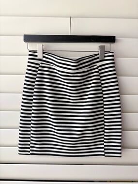 Madewell Black & White Striped Knit Mini Skirt